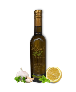 A 375ml bottle of Milanese Gremolata Olive Oil with lemon, garlic, parsley and mint.
