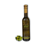 A 375ml bottle of Nocellara Extra Virgin Olive Oil with bowl of olives grown in Italy.