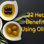 Three small bowls of olive oil with the title, 22 Health Benefits of Using Olive Oil