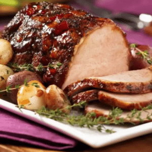 Cranberry and Honey Glazed Spiral Ham With Sage and Mushroom Potatoes