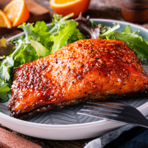 Air-Fryer Gingered Honey Salmon with Blood Orange Olive Oil
