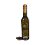 A 375ml bottle of Hojiblanca Extra Virgin Olive Oil with black olives grown in Australia.