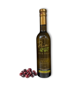 A 375ml bottle of Favolosa Extra Virgin Olive Oil with purple olives grown in Australia.