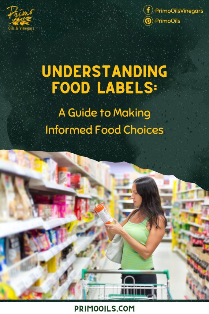 Understanding Food Labels a guide to making informed food choices. Woman standing in an aisle looking at a product lable